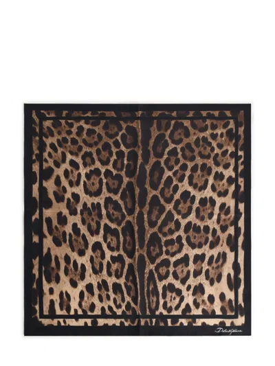 Dolce & Gabbana Leopard-print Silk Scarf Women In Brown
