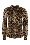 Dolce & Gabbana Leopard-print Silk Shirt In Brown