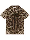 Dolce & Gabbana Leopard-print Short-sleeve Shirt In Brown
