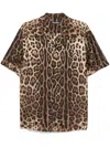 Dolce & Gabbana Leopard-print Silk Bowling Shirt In Brown