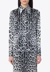 Dolce & Gabbana Leopard Print Silk Shirt In Gray