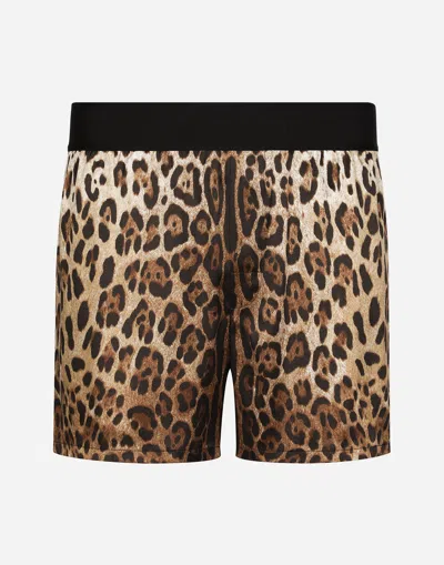 DOLCE & GABBANA LEOPARD-PRINT SILK SHORTS
