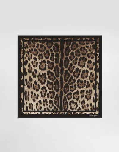 DOLCE & GABBANA LEOPARD-PRINT SILK TWILL SCARF 50X50