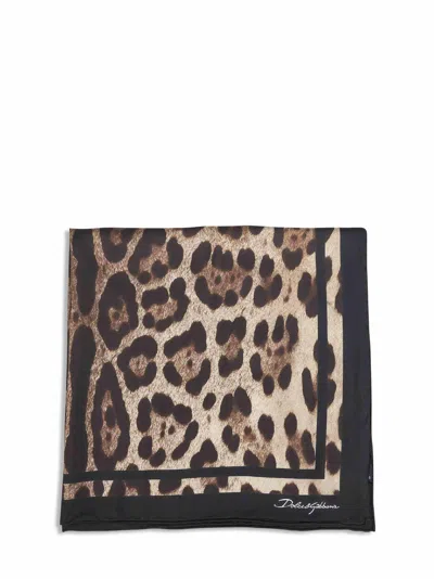 Dolce & Gabbana Leopard Print Silk Twill Scarf In Animal Print