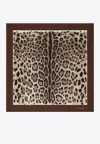 Dolce & Gabbana Leopard Print Silk Twill Scarf In Brown