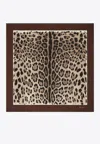 Dolce & Gabbana Leopard Print Silk Twill Scarf In Brown