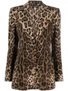 Dolce & Gabbana Animal Print Double-breasted Blazer In Black