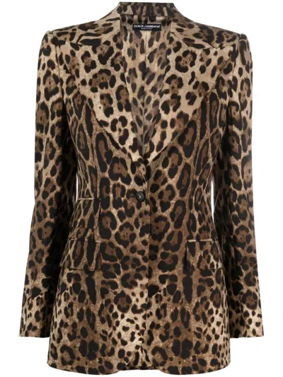DOLCE & GABBANA LEOPARD-PRINT SINGLE-BREASTED BLAZER