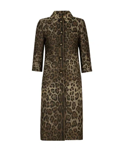 Dolce & Gabbana Leopard Print Wool Chemisier Dress In Animalier1