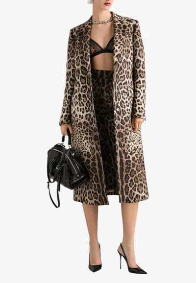 Dolce & Gabbana Leopard Print Single-breasted Coat In Animal Print