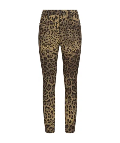 Dolce & Gabbana Leopard-print Skinny Jeans In Brown