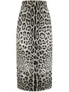 Dolce & Gabbana Leopard Print Charmeuse Longuette Skirt