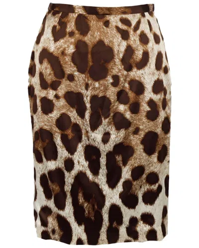 Pre-owned Dolce & Gabbana Leopard Print Skirt, Size Eu; 40 (authentic Pre-loved)