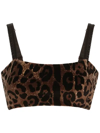 DOLCE & GABBANA LEOPARD-PRINT SLEEVELESS CROP TOP