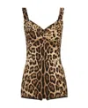 Dolce & Gabbana Leopard-print Corset Bodysuit In Brown