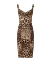 Dolce & Gabbana Leopard-print Cady Corset-style Midi Dress In Brown