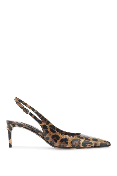 Dolce & Gabbana Animalier Brown Calf Leather With Heel In Multi