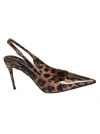Dolce & Gabbana Dolce&gabbana Leopard Print Pointed Toe Slingback Pump In Black
