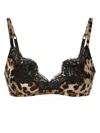Dolce & Gabbana Leopard-print Soft-cup Satin Bra With Lace Detailing Clothing In Animal Print