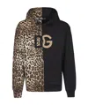 Dolce & Gabbana Leopard-print Spliced Dg Logo Hoodie In Black