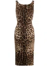 Dolce & Gabbana Logo Sleeveless Dress In Brown
