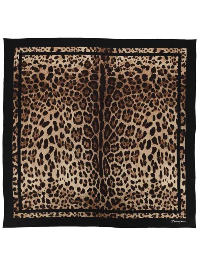 Dolce & Gabbana 90x90 Cm Silk Foulard Scarf For Women In Animal Print