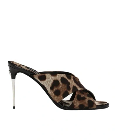 Dolce & Gabbana Stiletto-mules Mit Leoparden-print In Multicolor