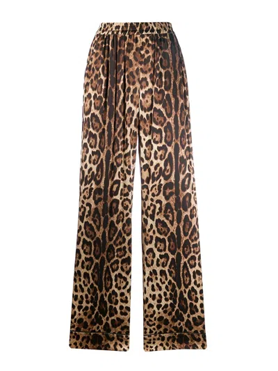 Dolce & Gabbana Leopard-print Straight Trousers In Multi