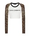 Dolce & Gabbana Leopard-print Stretch-cotton Cropped T-shirt In White