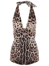 Dolce & Gabbana Women Leopard Printed Sensitive Fabric One-piece Swimsuit In Multi