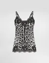 Dolce & Gabbana Leopard-print Stretch Silk Satin Lingerie-style Top In Print