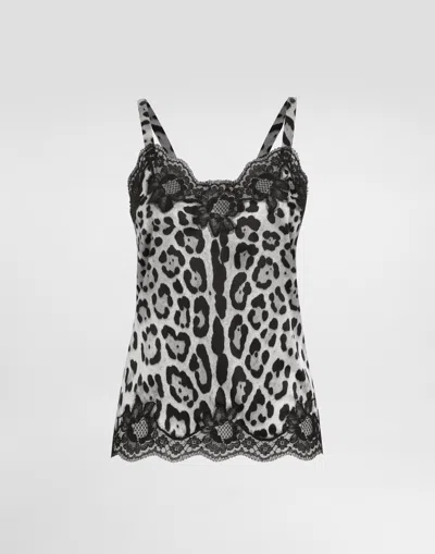 Dolce & Gabbana Leopard-print Stretch Silk Satin Lingerie-style Top