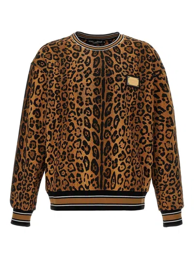 Dolce & Gabbana Leopard Print Sweatshirt In Brown