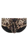 Dolce & Gabbana Drawstring Triangle Swimming Briefs In Brown