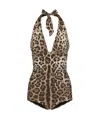 Dolce & Gabbana Leopard-print Swimsuit In Black