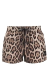 Dolce & Gabbana Short Swim Trunks With Leopard Print In Brown