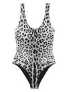 Dolce & Gabbana Leopard-print Swimsuit In Grau