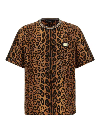 Dolce & Gabbana Leopard Print T-shirt In Brown