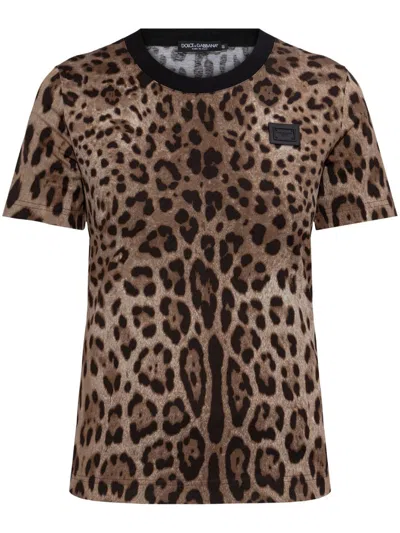 Dolce & Gabbana Leopard-print T-shirt In Neutrals