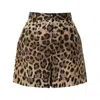 Dolce & Gabbana High Waist Leopard Stretch Drill Shorts In Animal Print