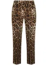 Dolce & Gabbana Leopard-print Cropped Trousers In Brown