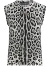 Dolce & Gabbana Silk Tank Top With Leopard Print In Schwarz