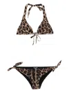 Dolce & Gabbana Leopard-print Tie Bikini In Brown