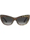 Dolce & Gabbana Leopard-print Tinted Sunglasses In Braun