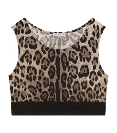 Dolce & Gabbana Kids' Top Mit Leoparden-print In Brown