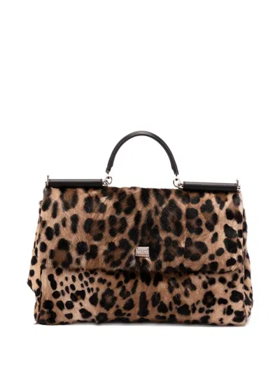 Dolce & Gabbana Leopard-print Tote Bag In Brown