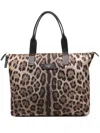 Dolce & Gabbana Leopard Print Nylon Adamo Shopper Bags In Leopard Print