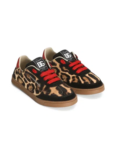 Dolce & Gabbana Kids' Leopard-print Trainers In Neutrals