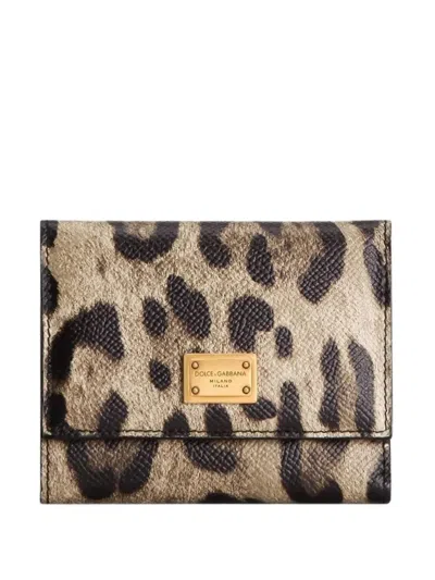 DOLCE & GABBANA DOLCE & GABBANA LEOPARD-PRINT TRI-FOLD WALLET IN DAUPHINE LEATHER ACCESSORIES