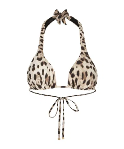 DOLCE & GABBANA DOLCE  GABBANA LEOPARD PRINTED BIKINI TOP